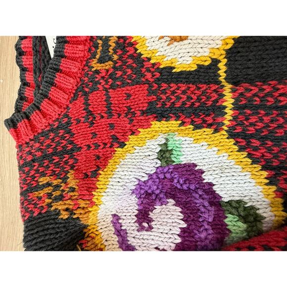 Vintage Grandma Cottage Core Plaid Floral Valentine Sweater Gucci Vibes - Picture 8 of 10